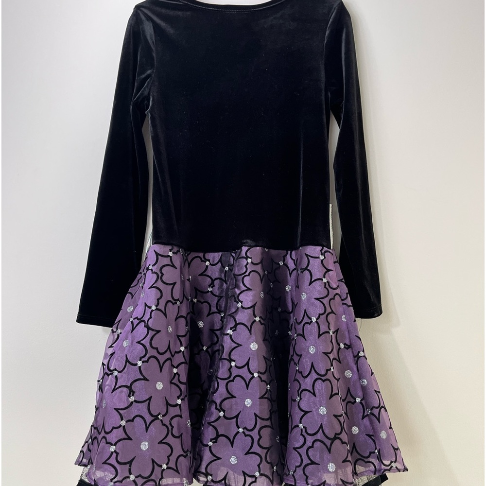 Bonnie Jean Girls Size 10 Black Velvet Purple Sparkle Tutu Party Dress - Picture 3 of 8